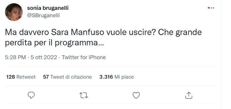 Gf Vip 7, Sara Manfuso abbandona e Sonia Bruganelli reagisce così - Arlex